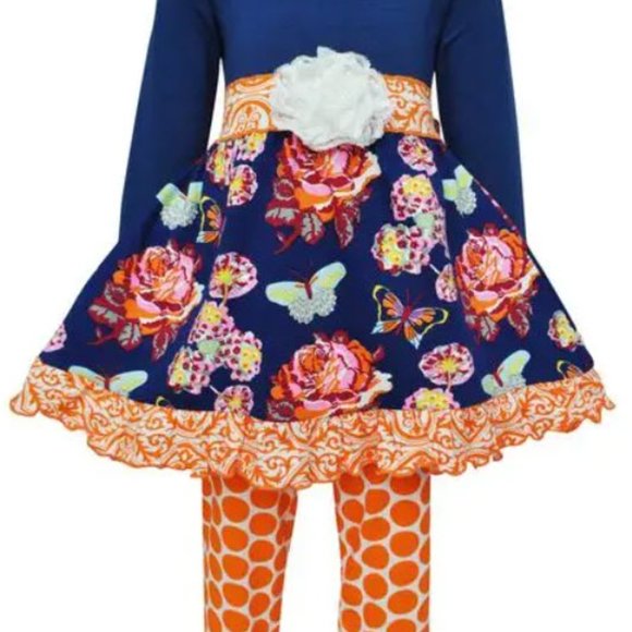 Autumn Floral Dress & Polka Dot Legging Set - Picture 3 of 7